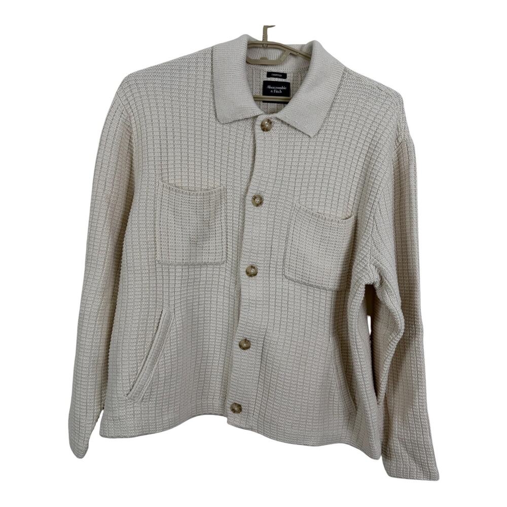 Abercrombie & Fitch Men Knit Cropped Cardigan Sweater Jacket Size XL Preppy